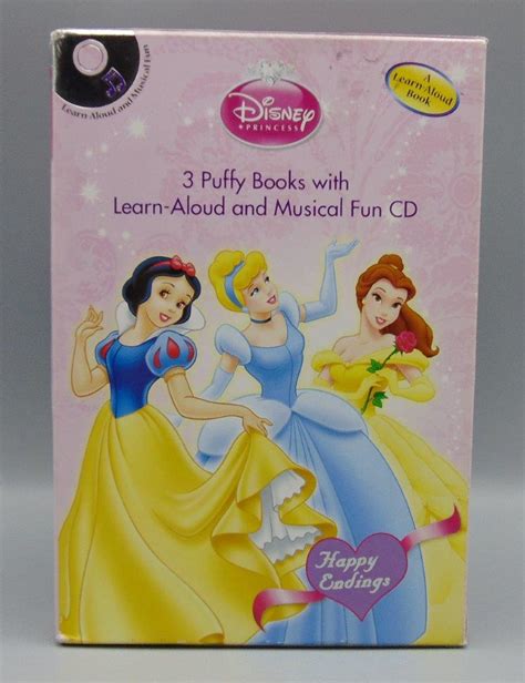 Disney Princess 3 Puffy Books With Learn Aloud And Musical Fun Cd Happy Endings