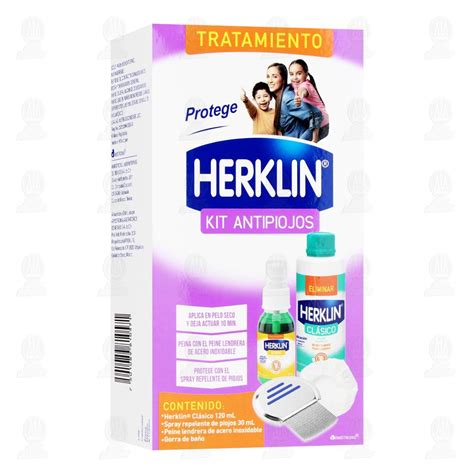 Herklin Kit Antipiojos Shampoo Cl Sico Spray Repelente Peine Lendrera Y Gorra De Ba O