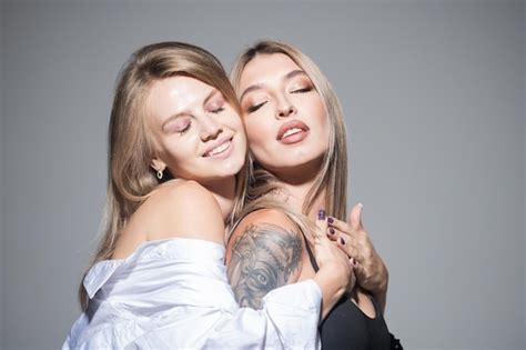 Premium Photo Women Face Of Two Sexy Girls Closeup Beauty Portrait Of
