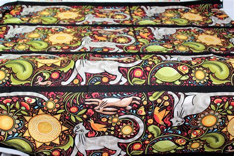 Folklorica Rare Border Print Fabric By Julie Paschkis For In Etsy