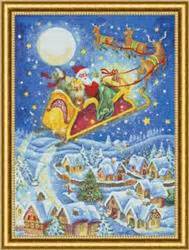 Ships in 1 to 2 weeks. "Santa And Sleigh" | Cross Stitch Pattern