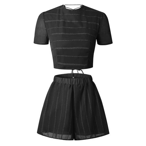 2019 Summer Lace Two Piece Sets Women Sexy Backless Cross Strap Crop Tops Straight Shorts Suits
