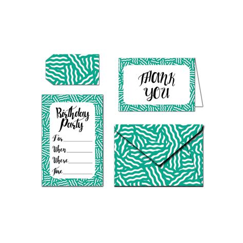 Printable Party Set Invitation Birthday Party Squiggles Etsy