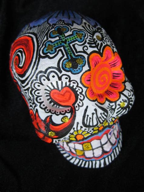 Mexican Day Of The Dead Inspired Paper Mache Skulls Sugar Skull Art