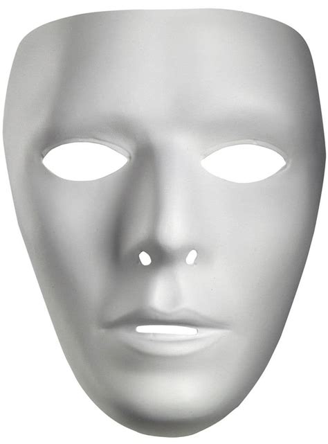 Plain White Face Mask Blank Male Face White Costume Mask