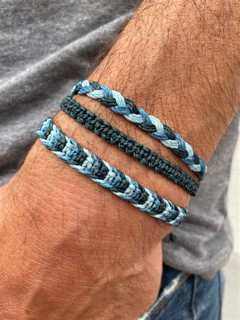 Waterproof Bracelets Set For Men Casual Waxed Cord Jewelry For Beach
