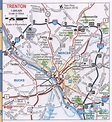 Trenton NJ roads free map, highway Trenton city and surrounding area