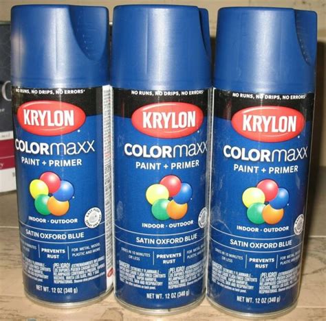 3 New Krylon Colormaxx All In One Satin Oxford Blue Inoutdoor Wood