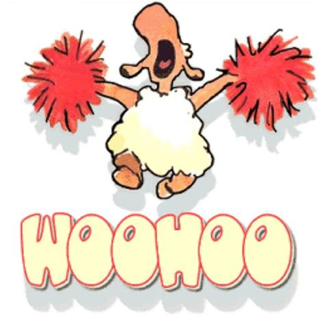 The Word Woohoo Is Written In Red And White With An Image Of A Cheerleader