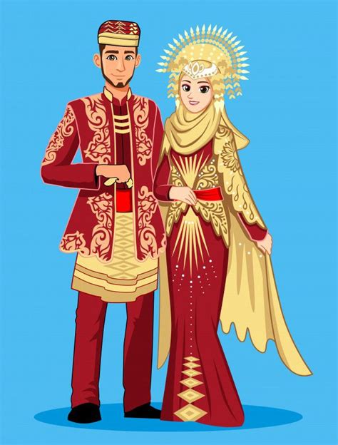 Wedding Couple Cartoon Bride And Groom Cartoon Couples Muslim Muslim