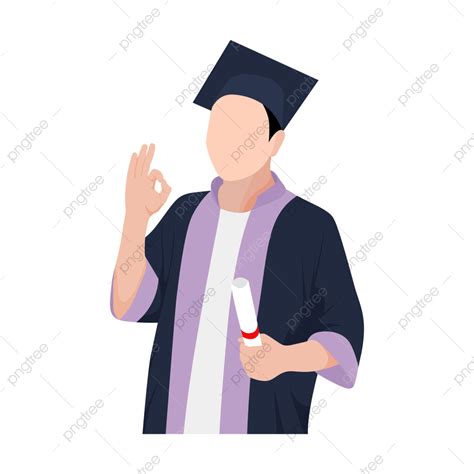Graduate Diploma Vector Art Png Graduated Student Standing And Holding