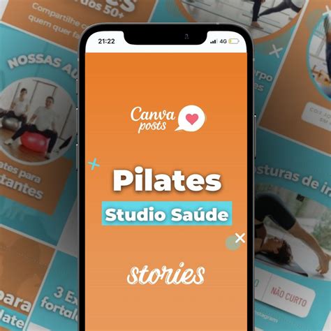 Canva Arte Pilates Studio Saúde Templates Stories Canva Posts Hotmart
