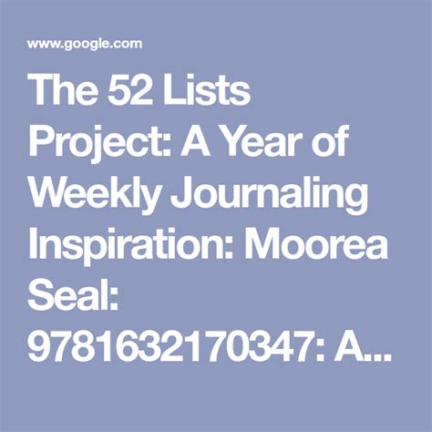 The 52 Lists Project A Year Of Weekly Journaling Inspiration Moorea