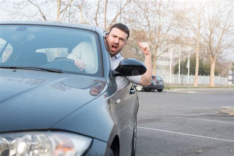 Two Angry Men Arguing After A Car Crash Stock Photo Image Of Pileup