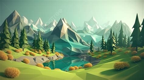 Low Poly Nature Landscape A Stunning 3d Render Background 3d Landscape