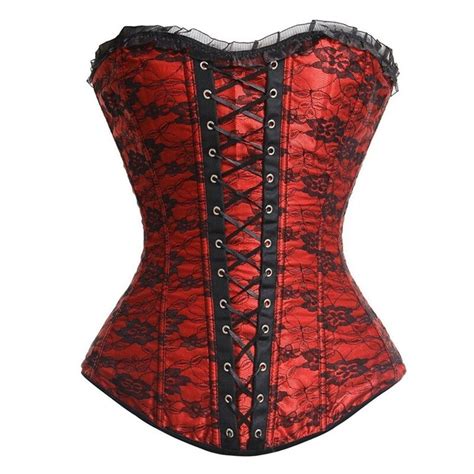 Sexy Burlesque Lace Overlay Lace Up Satin Plastic Bone Bustier Corset Corselet Overbust Outwear