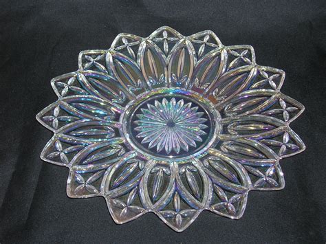Vintage Iridescent Glass Plate Old Time Glass Antique Glassware Iridescent Glass Crystal