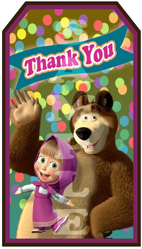 Masha And The Bear Inspired Digital Thank You Tags Labels Etsy