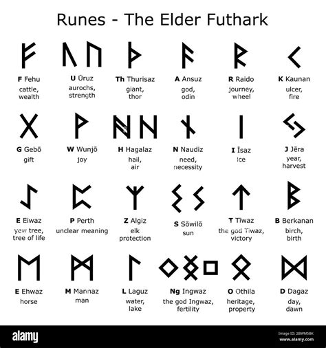 Runes Alphabet The Elder Futhark Vector Design Set With Letters And