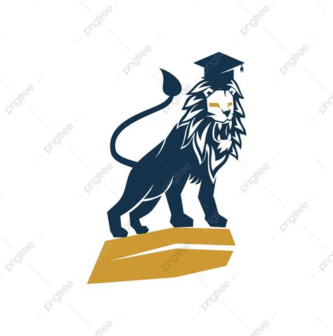 Lion Chapeau College Logo Design Symbole Illustration Isolé Png Lion