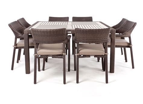 A dining table set is not just a necessity in any home, but also provides a look of wholesome and homely energy to. Nico square wood top patio dining table for 8 people | Ogni