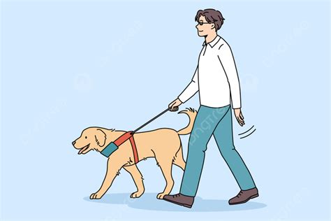 Blind Man Walking Vector Png Images Blind Man Walk Outdoor With Guide