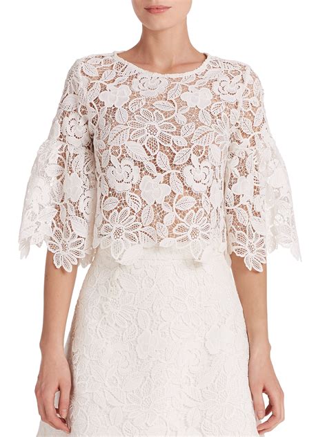 Lyst Alexis Valery Lace Bell Sleeve Cropped Top In White