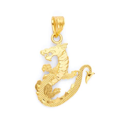 14k Gold Dragon Necklace Dragon Pendant For Her Dragon Etsy