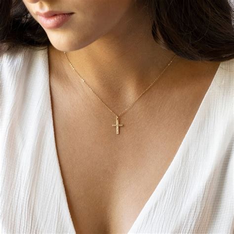 Cross Necklace Women Gold Cross Necklace Catholic Jewelry Etsy