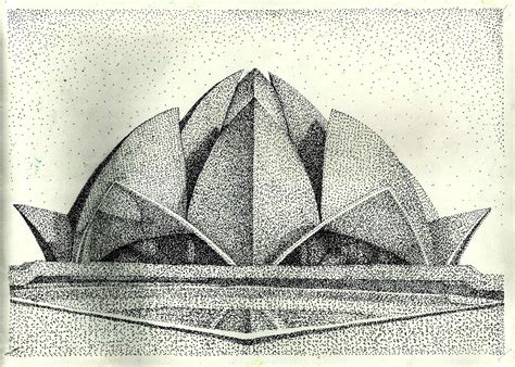 Stippling Work Lotus Temple On Behance Stippling Art Perspective