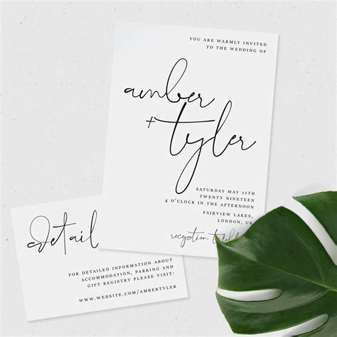 Minimalist Wedding Invitation Printable Invitation Modern Etsy