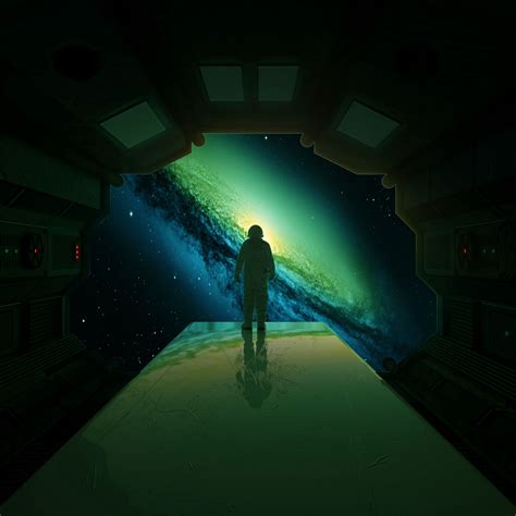 Download Wallpaper 3415x3415 Astronaut Silhouette Galaxy Space