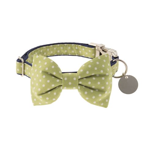 Lime Green Polka Dot Bow Tie Dog Collar By Dober And Dasch