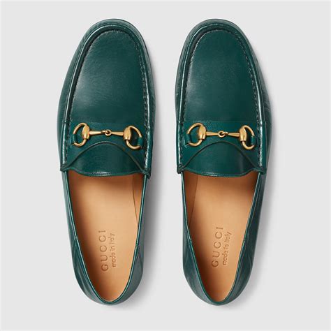 Horsebit Leather Loafer In Green Leather Gucci Mens Moccasins And Loafers