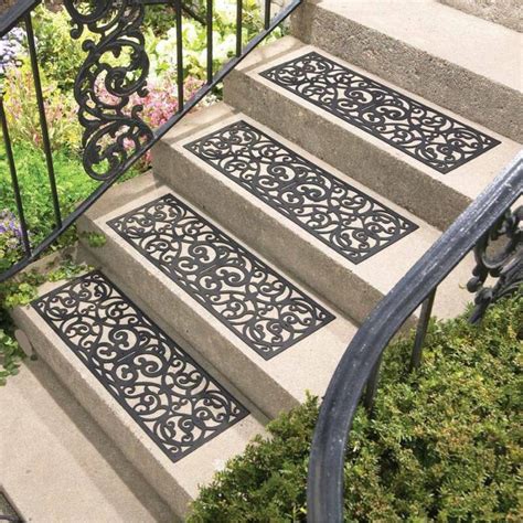 5pcs Rubber Stair Treads Non Slip Safety Outdoor Porch Floor Step Mats