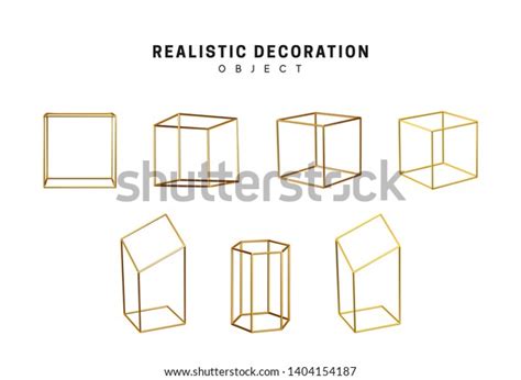 Gold Geometric Shapes Golden Decorative Design Stock Vector Royalty