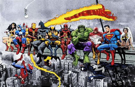 More Marvel And Dc Superheroes Lunch Atop A Skyscraper New Art More