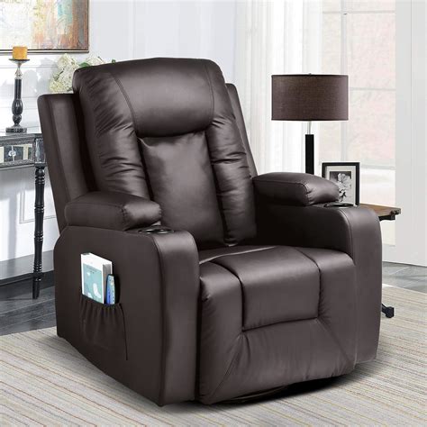 Buy Comhoma Pu Leather Recliner Chair Modern Rocker With Heated Massage Ergonomic Lounge 360