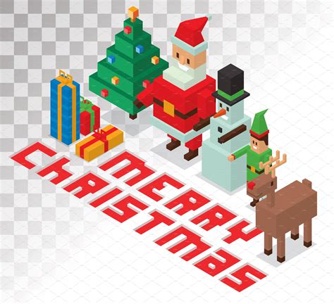Christmas 3d Pixel Art Vector ~ Illustrations ~ Creative Market