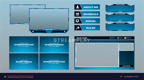 Blue Stream Overlay Package Streamplay Graphics
