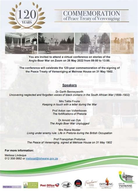 Commemoration Of Peace Treaty Of Vereeniging 120 Years The Heritage