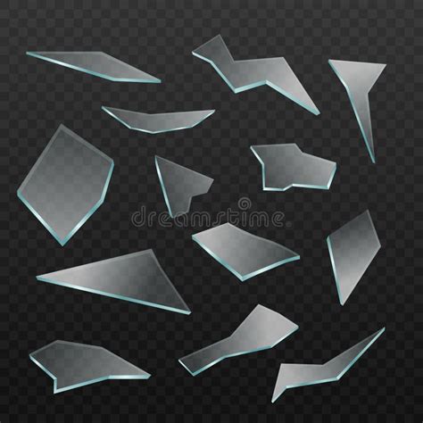Set Of Transparent Broken Sharp Glass Shards A Vector 3d Realistic