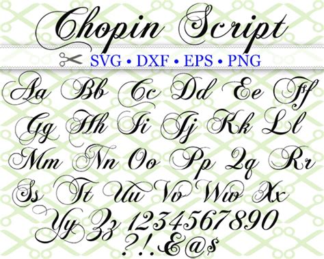 Chopin Script Svg Font Cricut And Silhouette Files Svg Dxf Eps Png