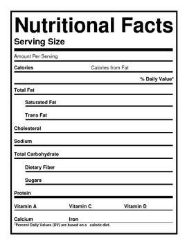 Blank Nutrition Labels Nutrition Labels Nutrition Facts Label Label