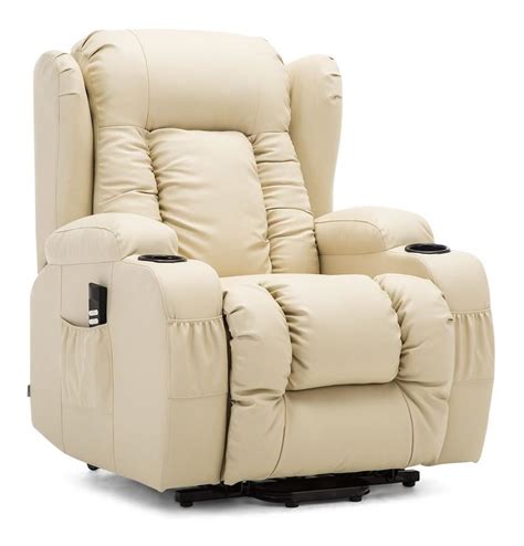 Caesar Dual Motor Riser Recliner Winged Leather Armchair Massage Heated Lounge Mobolity Chair