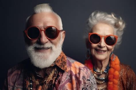 Premium Ai Image Beautiful Seniors Couple Smiling Old People With Trendy Clothes Happy