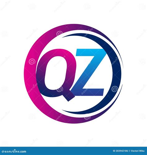Initial Letter Logo Qz Company Name Blue And Magenta Color On Circle