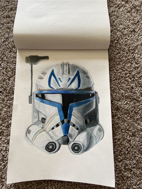 Fan Art Captain Rex Colored Pencil Drawing Rstarwarscantina