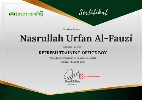 Sertifikat - PT. DUTA SUKSES TRAINING