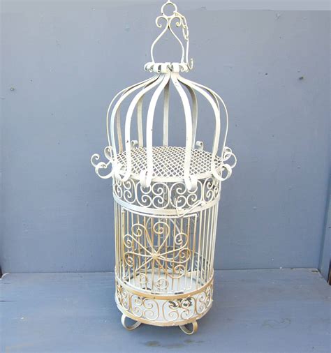 Vintage Birdcage Ornate Wrought Iron Hanging Bird Cage Etsy Hanging